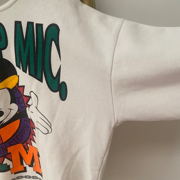 Vintage Unisex Mickey by Jerry Leigh Disney White "what Up Mic" Hoodie One Size - Picture 9 of 12